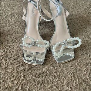 Elegant Silver and White Women's Heels